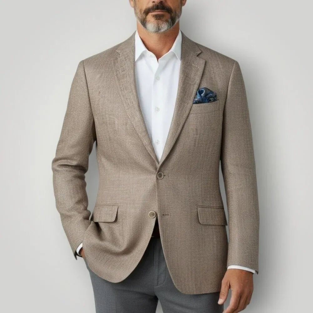 JOSEPH ABBOUD Mens Blazer 42R Sport Coat Two Button Jacket Linen Tan Slim fit